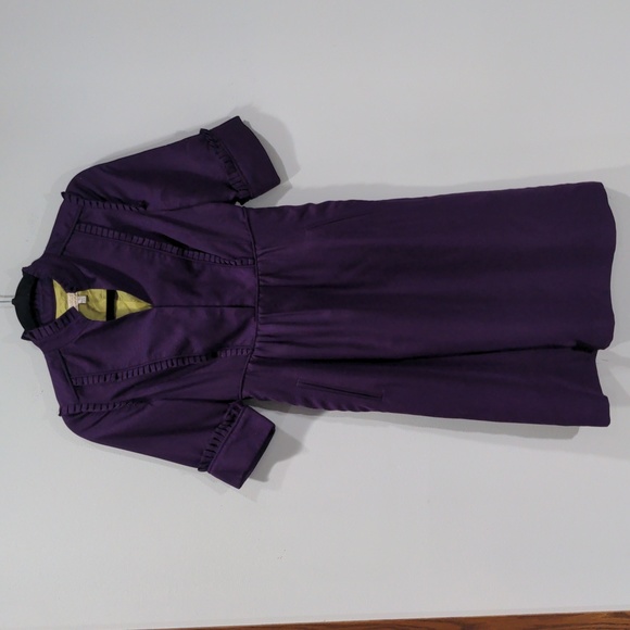 Aidan by Aidan Mattox Purple Silk Dress with Green Lining Size 0 Ruffle Blouson - Picture 1 of 10